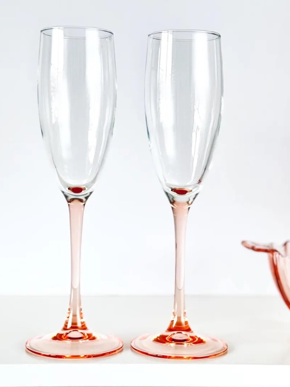 Luminarc France Pink Stem Champagne Flutes - Set of 2
